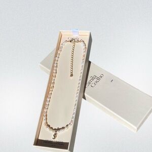 CAMILA COELHO FRESHWATER PEARL 14"+3" With 14K Gold Plated Initial S